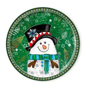 ROUND SERVING PLATE CHRISTMAS SNOWMAN 31 cm