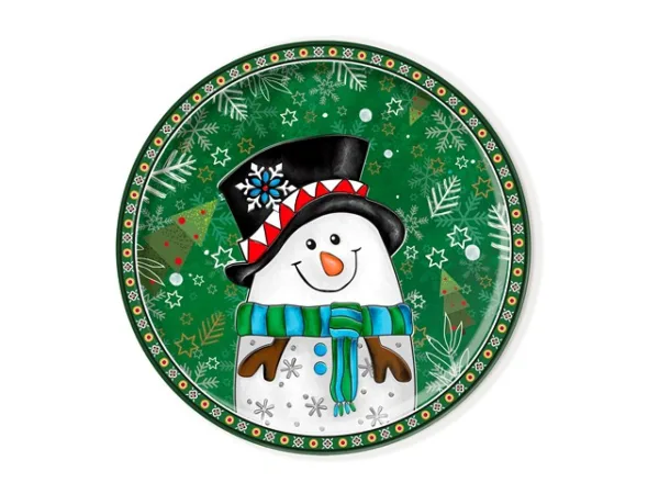 ROUND SERVING PLATE CHRISTMAS SNOWMAN 31 cm