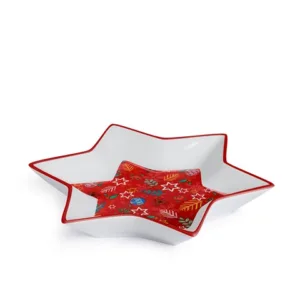 TRAY CHRISTMAS STAR RED CM 21X21