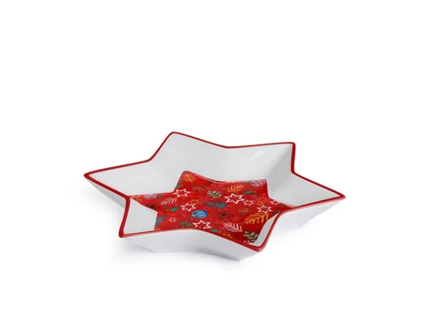 TRAY CHRISTMAS STAR RED CM 21X21