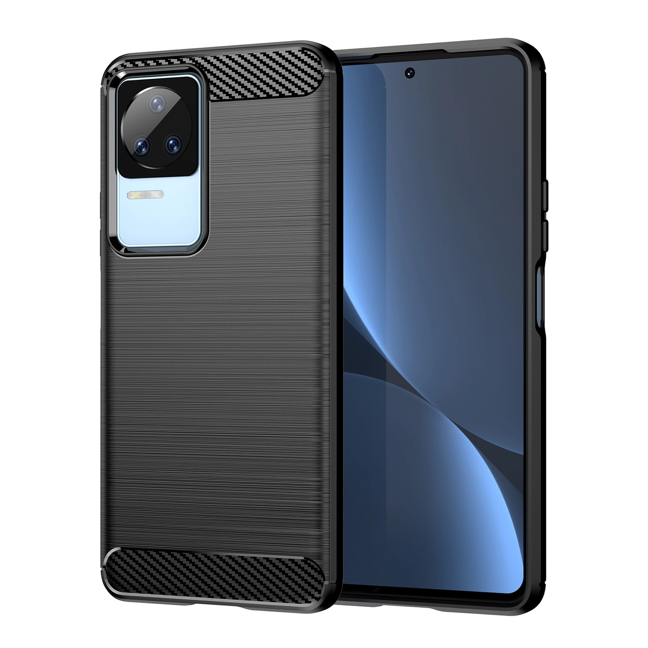 Carbon Case for Xiaomi Poco F4 5G flexible silicone carbon cover black