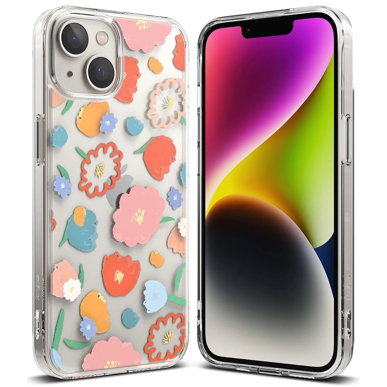 Ringke Fusion Design Armored Sleeve Cover with Gel Frame for iPhone 14 Plus transparent (Floral) (FD637E31)