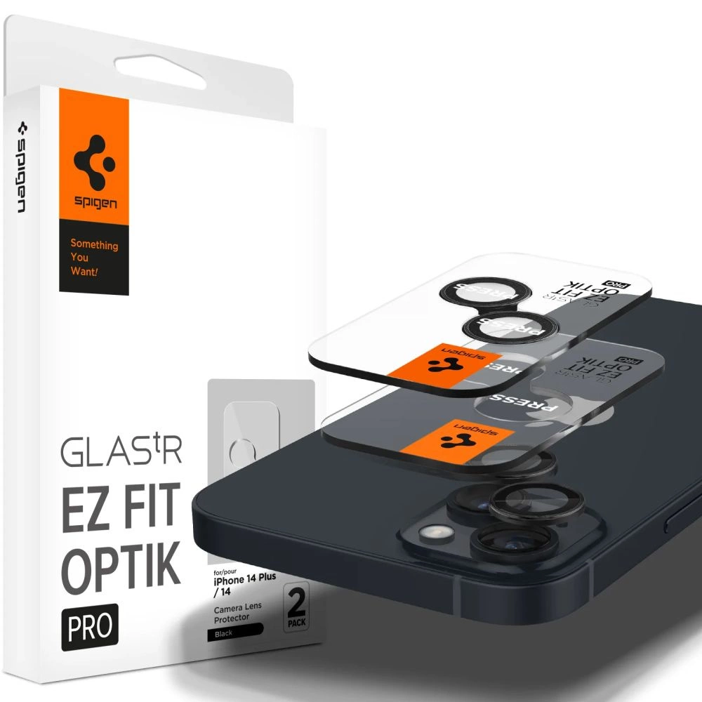 Spigen Glas.tR EZ Fit Optik Camera Protector for iPhone 14 / Plus / 15 / Plus - Black 2 pcs.