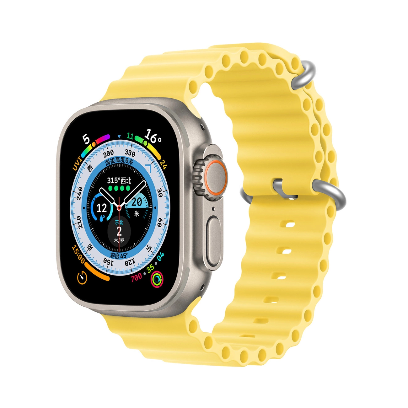 Dux Ducis Strap Watch Strap 9 / 8 / 7 / 6 / 5 / 4 / 3 / 2 / SE (41 / 40 / 38mm) Silicone Band Bracelet Yellow (OceanWave Version)