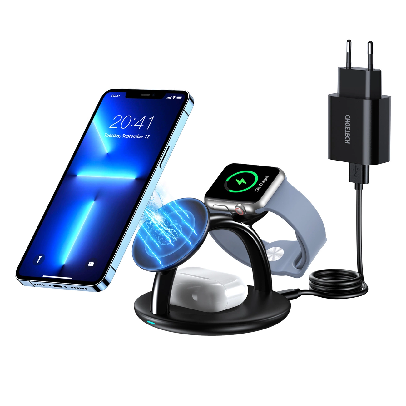 Choetech 3in1 inductive charging station iPhone 12/13/14