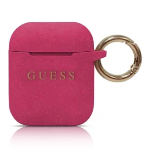 Guess GUACCSILGLFU AirPods cover fuchsia / fuchsia Silicone Glitter