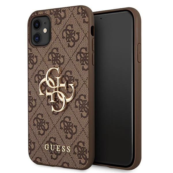 Guess case for iPhone 11 / XR from the 4G Big Metal Logo series - brown