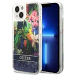 Guess GUHCP14MLFLSB iPhone 14 Plus 6.7 "blue / blue hardcase Flower Liquid Glitter