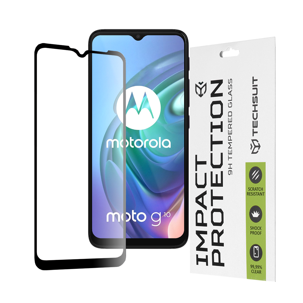 Techsuit - 111D Full Cover / Full Glue Glass - Motorola Moto G10 / Moto G20 / Moto G30 / Moto E7 Plus / Moto G9 Play - Black