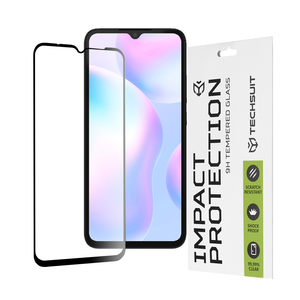 Techsuit - 111D Full Cover / Full Glue Glass - Xiaomi Redmi 9 / Redmi 9A / Redmi 9AT / Redmi 9C / Redmi 9C NFC / Redmi 10A - Black