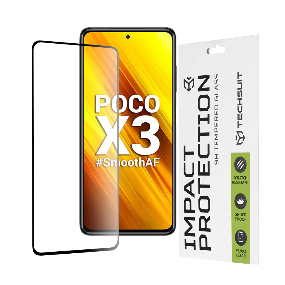 Techsuit - 111D Full Cover / Full Glue Glass - Xiaomi Poco X3 / Poco X3 NFC / Poco X3 Pro - Black