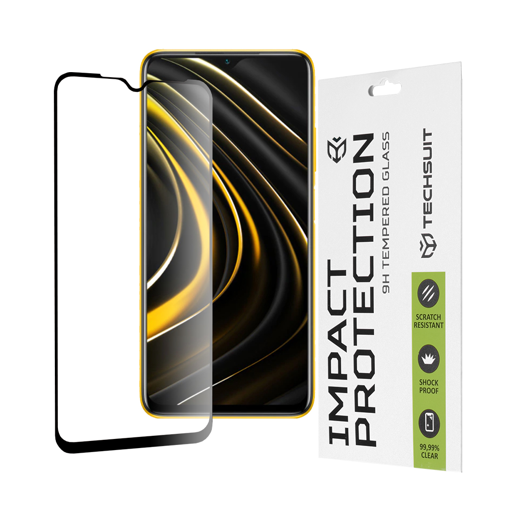 Techsuit - 111D Full Cover / Full Glue Glass - Xiaomi Poco M3 / Redmi 9 Power / Redmi 9T - Black