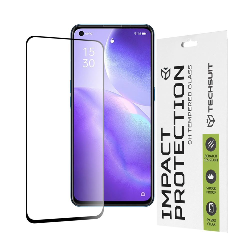 Techsuit - 111D Full Cover / Full Glue Glass - Oppo Reno5 5G / Find X3 Lite 5G - Black