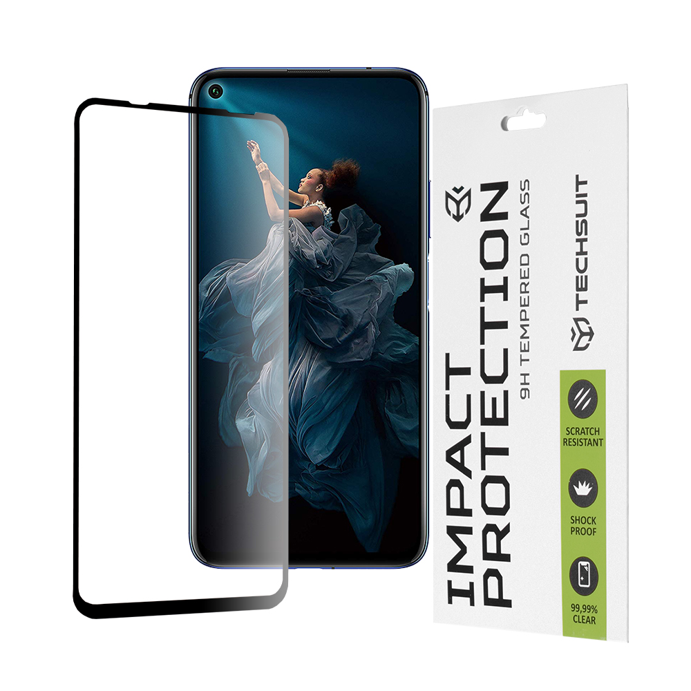 Techsuit - 111D Full Cover / Full Glue Glass - Huawei nova 5T / Honor 20 / Honor 20 Pro / Mate 30 Lite - Black