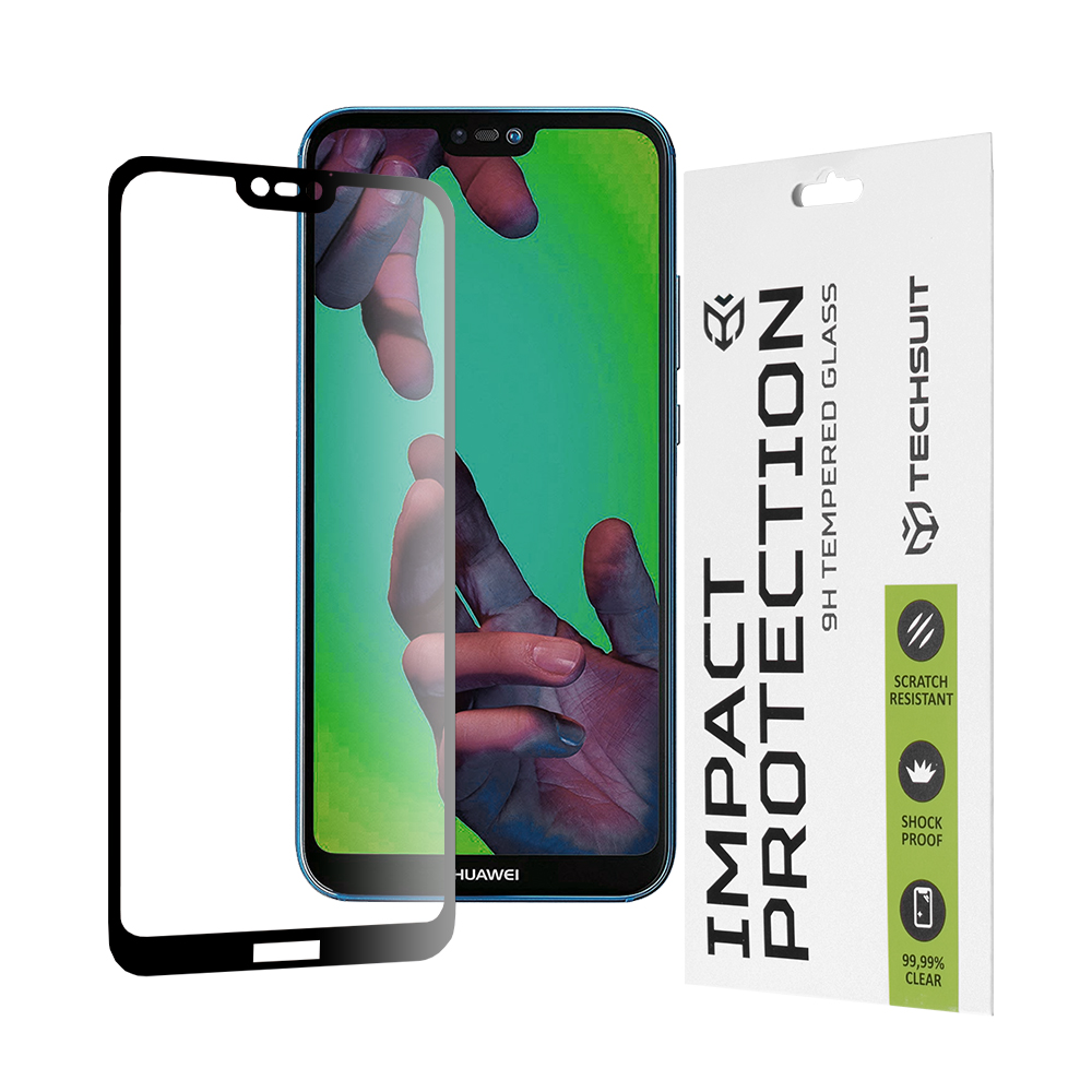 Techsuit - 111D Full Cover / Full Glue Glass - Huawei P20 Lite - Black