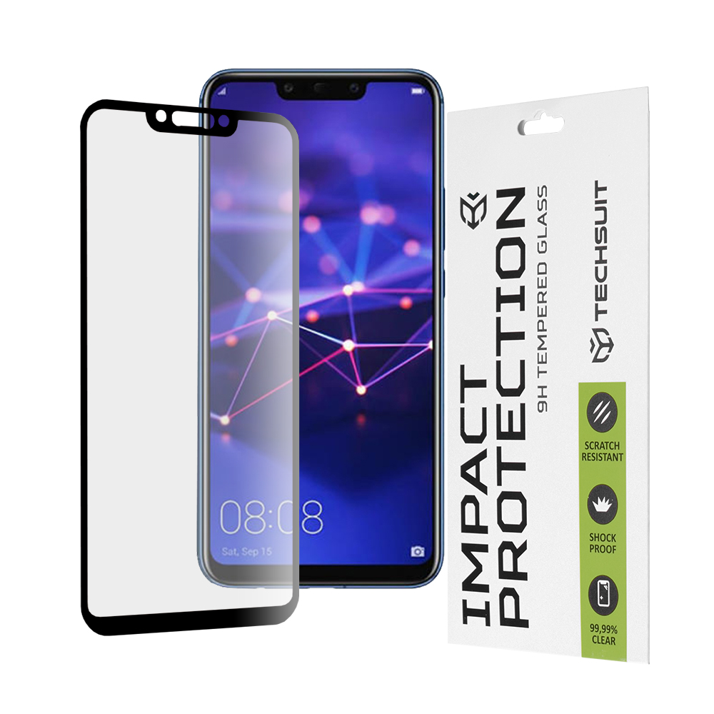 Techsuit - 111D Full Cover / Full Glue Glass - Huawei Mate 20 Lite / Nova 3 / Nova 3i / P Smart Plus - Black