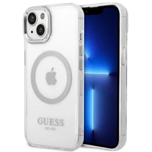 Guess GUHMP14SHTRMS iPhone 14 6.1" silver/silver hard case Metal Outline Magsafe