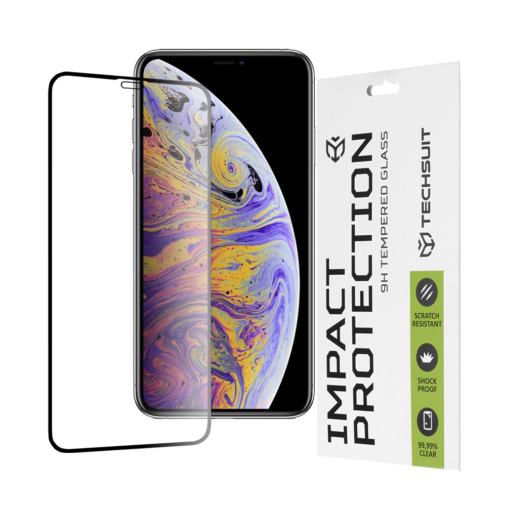 Techsuit - 111D Full Cover / Full Glue Glass - iPhone XS Max / iPhone 11 Pro Max - Black