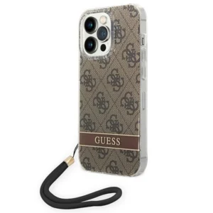 Guess GUOHCP14LH4STW iPhone 14 Pro 6.1 "brown / brown hardcase 4G Print Strap