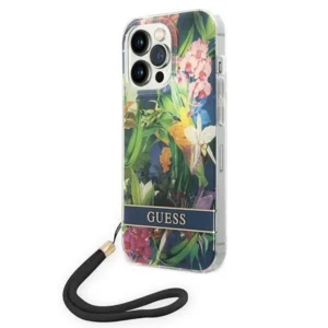 Guess GUOHCP14LHFLSB iPhone 14 Pro 6.1 "blue / blue hardcase Flower Strap