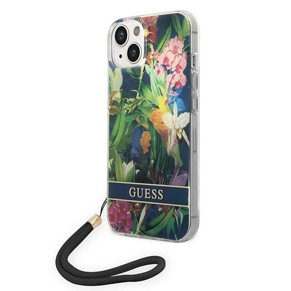 Guess GUOHCP14MHFLSB iPhone 14 Plus 6.7 "blue / blue hardcase Flower Strap