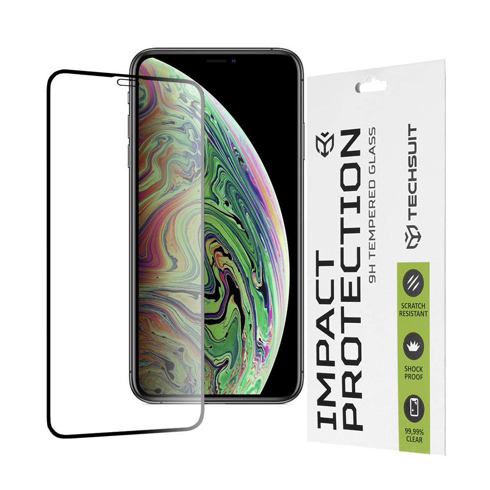 Techsuit - 111D Full Cover / Full Glue Glass - iPhone X / iPhone XS / iPhone 11 Pro - Black