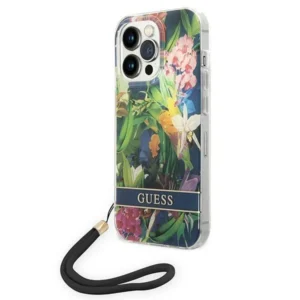 Guess GUOHCP14XHFLSB iPhone 14 Pro Max 6.7 "blue / blue hardcase Flower Strap