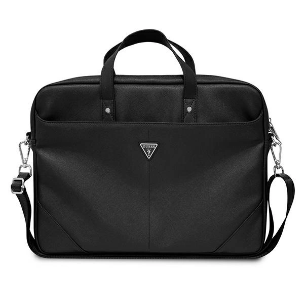 Guess Saffiano Triangle Logo bag for a 16'' laptop - black