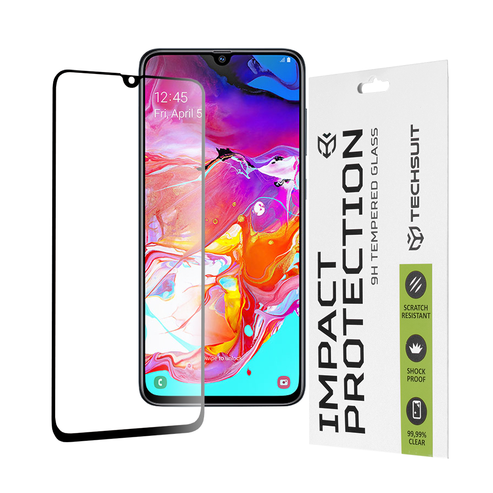 Techsuit - 111D Full Cover / Full Glue Glass - Samsung Galaxy A70 / A70s / A90 5G - Black