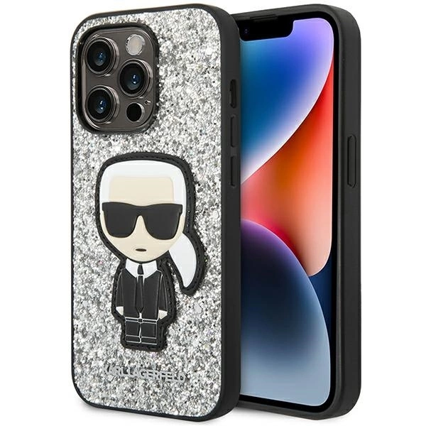 Karl Lagerfeld KLHCP14XGFKPG iPhone 14 Pro Max 6.7 "hardcase silver / silver Glitter Flakes Ikonik