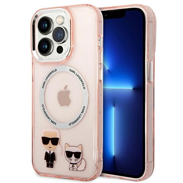 Karl Lagerfeld KLHMP14LHKCP iPhone 14 Pro 6.1" hardcase pink/pink Karl & Choupette Aluminum Magsafe