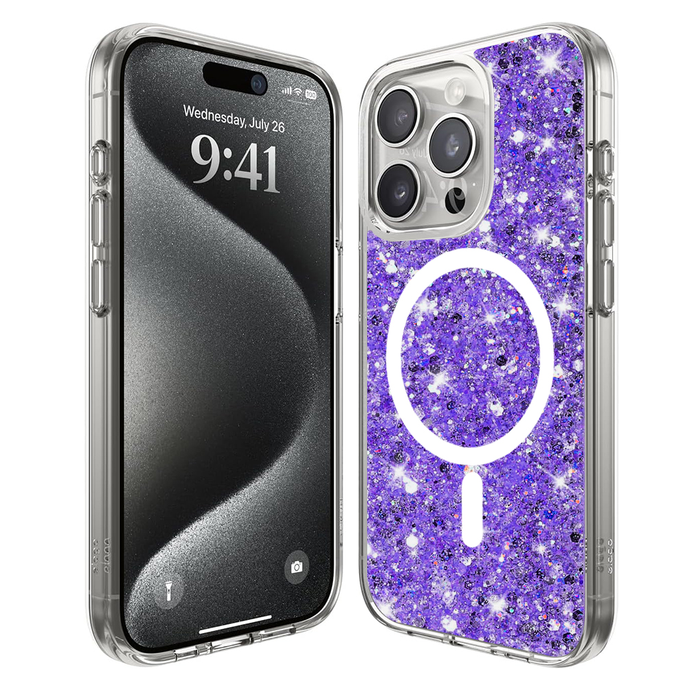 Techsuit - Sparkly Glitter MagSafe - iPhone 15 Pro Max - Purple