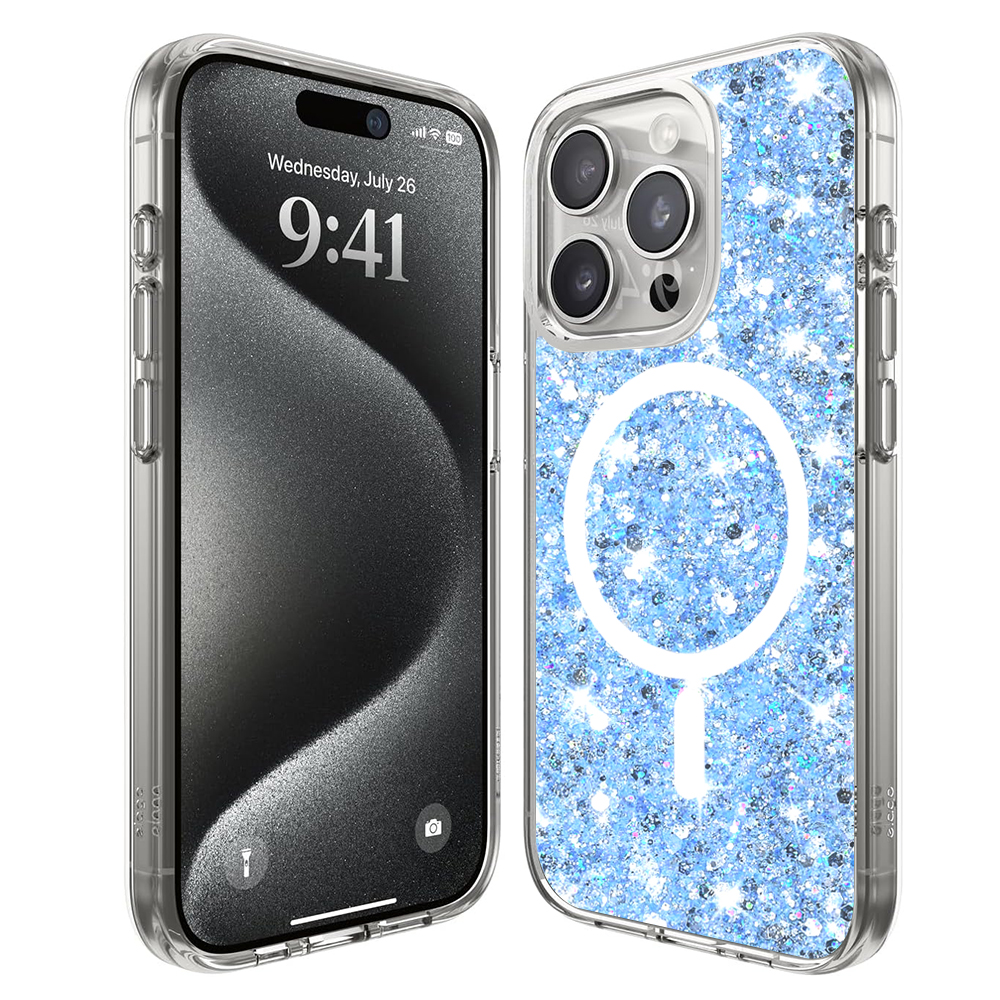 Techsuit - Sparkly Glitter MagSafe - iPhone 15 Pro Max - Blue