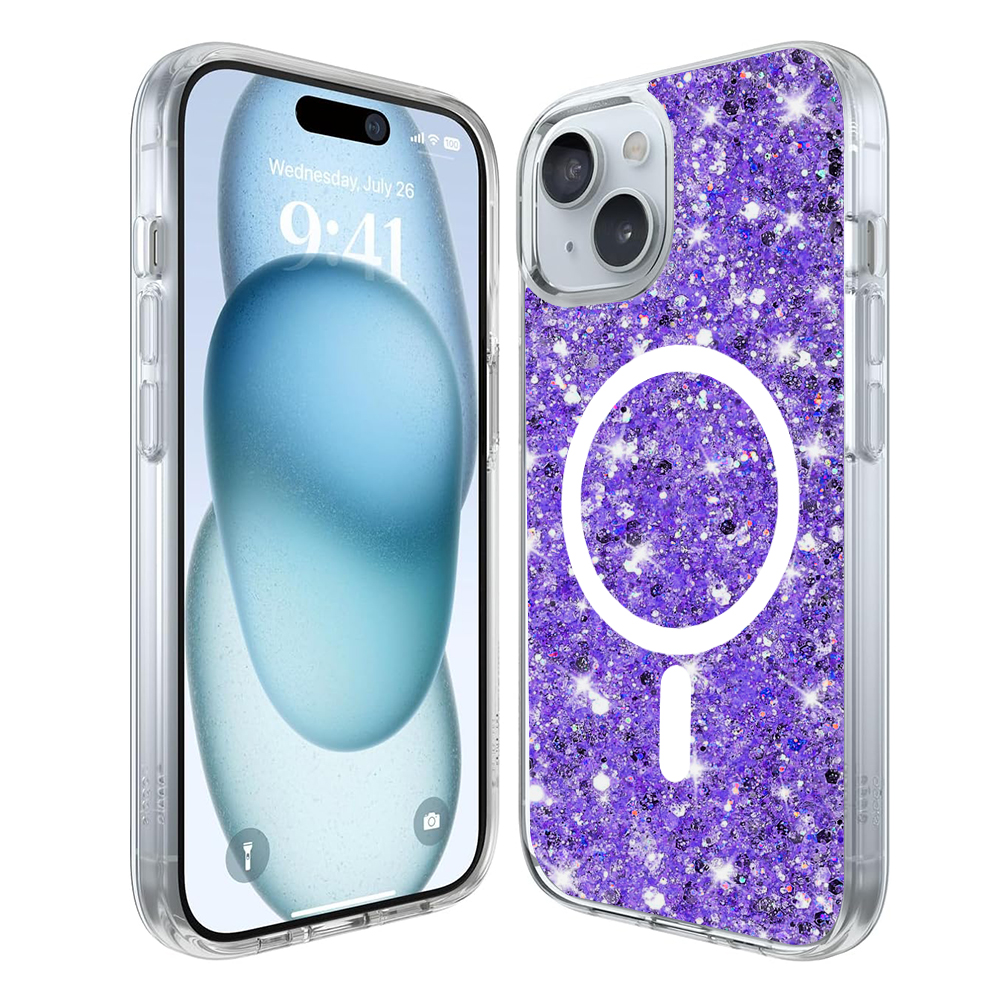 Techsuit - Sparkly Glitter MagSafe - iPhone 15 - Purple