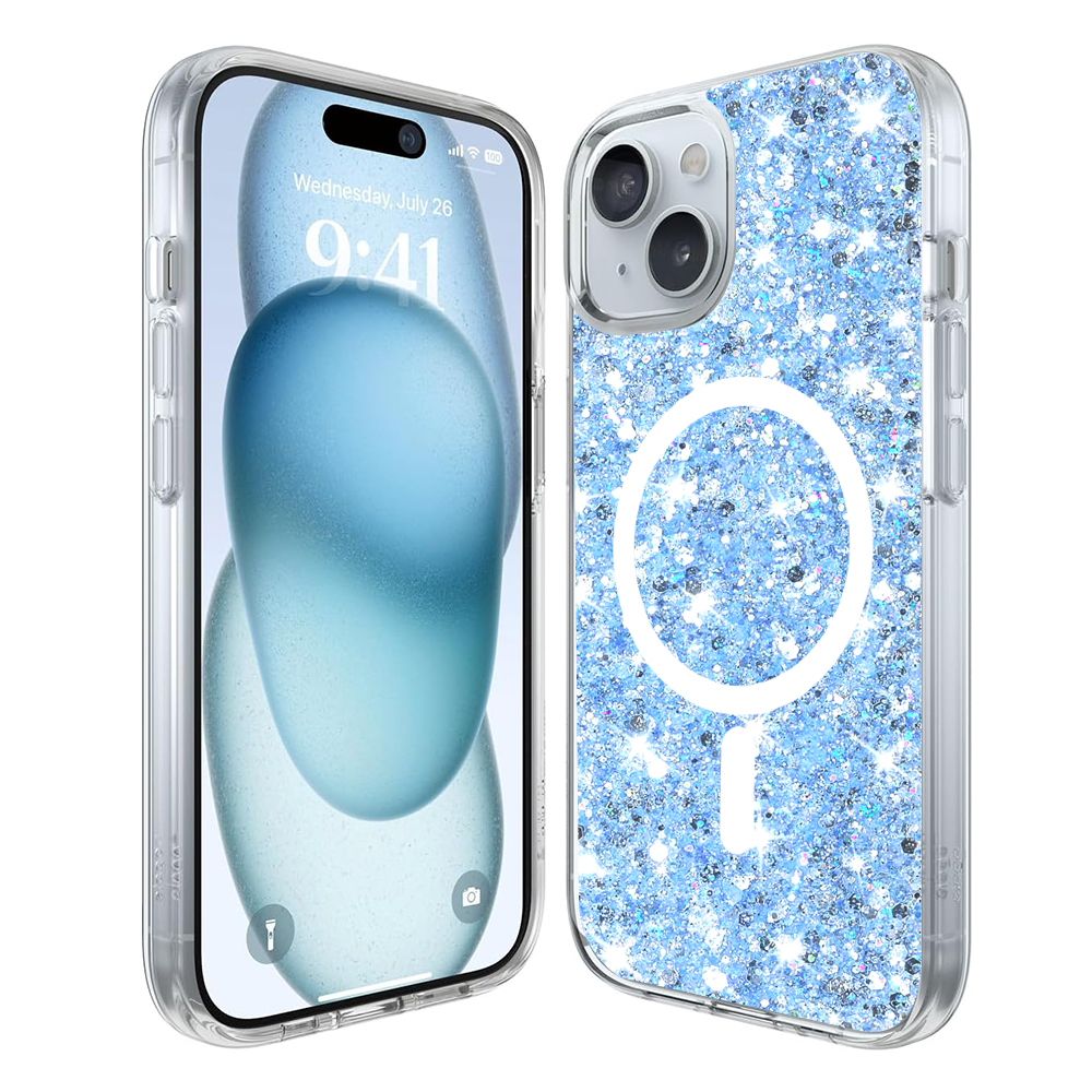 Techsuit - Sparkly Glitter MagSafe - iPhone 15 - Blue