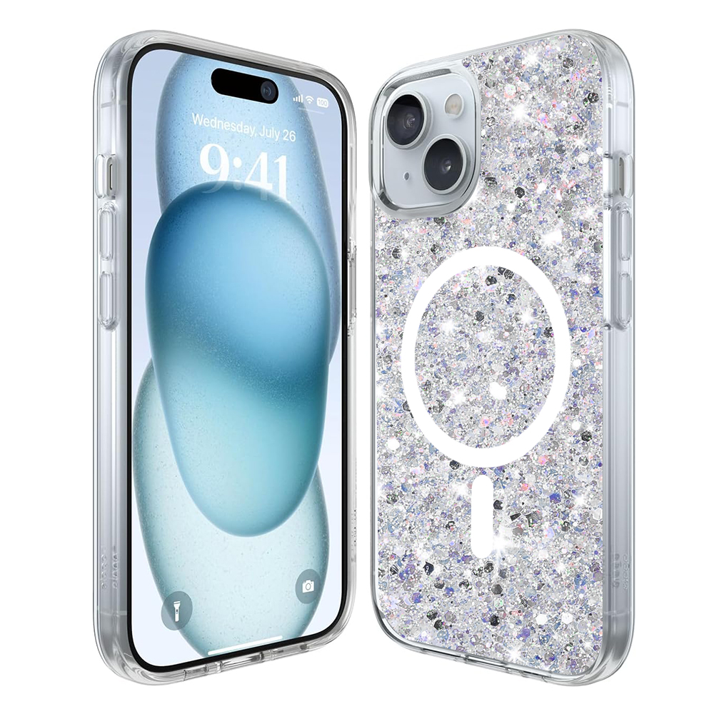 Techsuit - Sparkly Glitter MagSafe - iPhone 15 - White