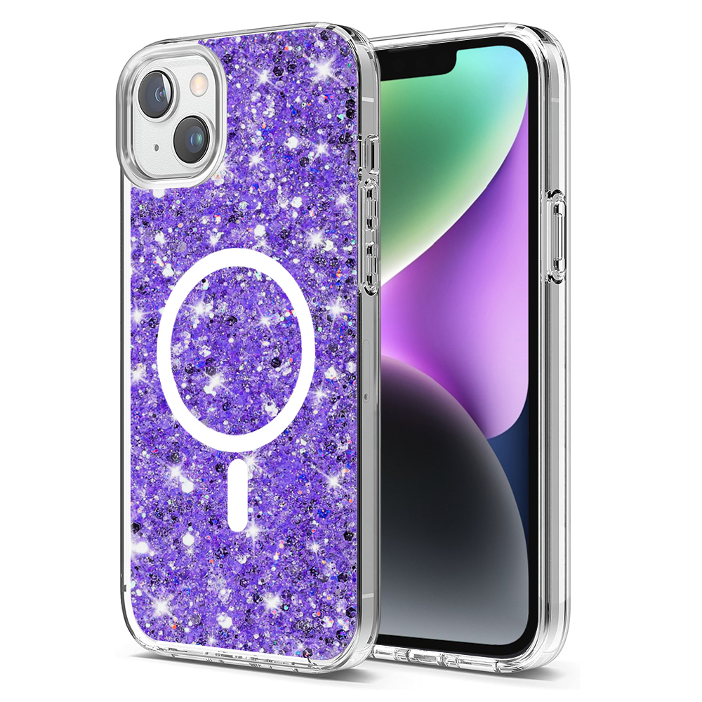 Techsuit - Sparkly Glitter MagSafe - iPhone 14 Plus / iPhone 15 Plus - Purple