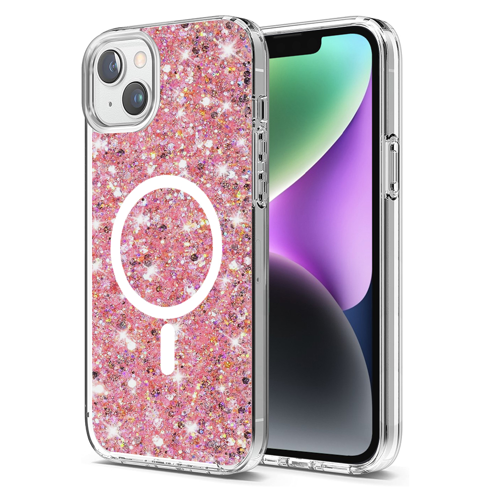 Techsuit - Sparkly Glitter MagSafe - iPhone 14 Plus / iPhone 15 Plus - Pink