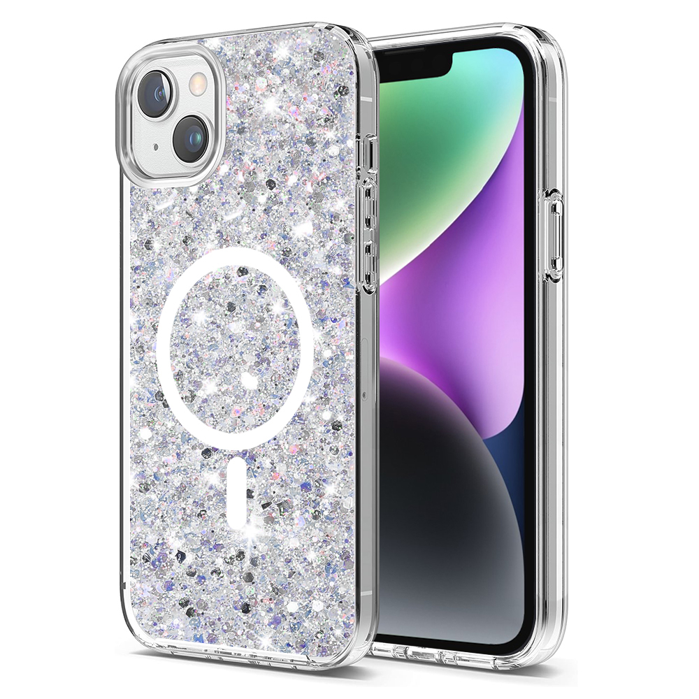 Techsuit - Sparkly Glitter MagSafe - iPhone 14 Plus / iPhone 15 Plus - White