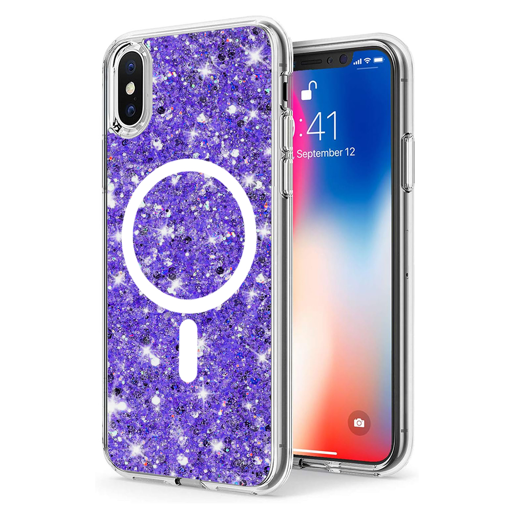 Techsuit - Sparkly Glitter MagSafe - iPhone X / iPhone XS - Purple