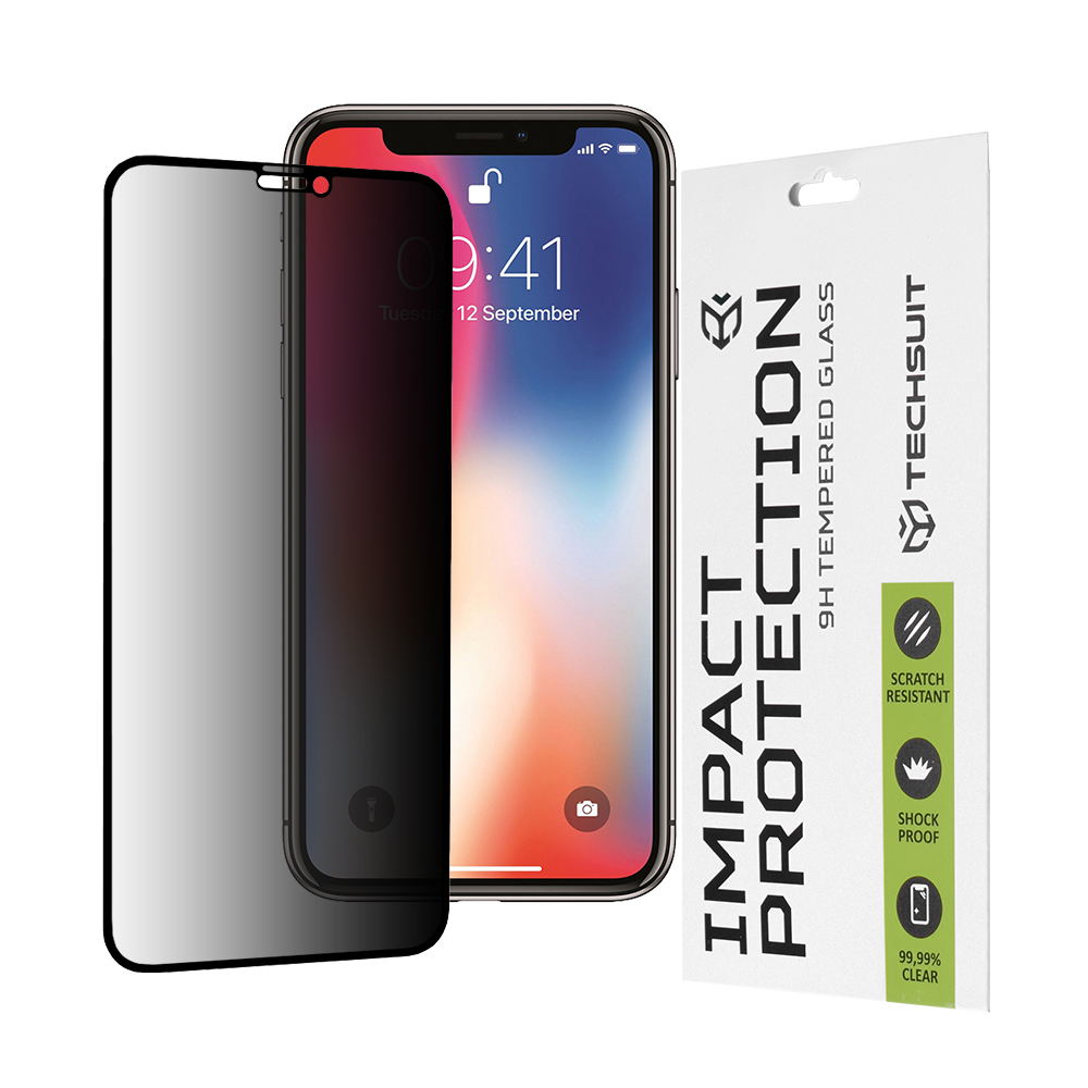 Techsuit - 111D Privacy Full Glue - iPhone X / iPhone XS / iPhone 11 Pro - Black