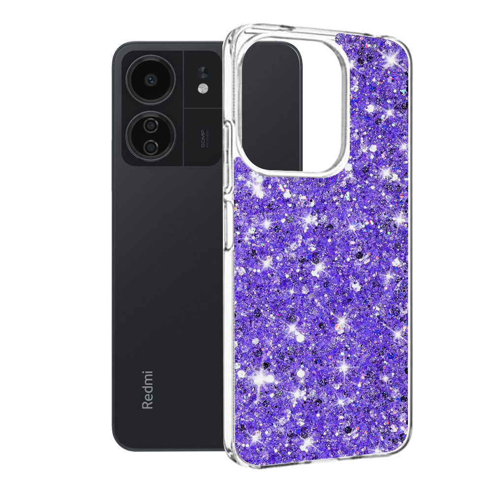 Techsuit - Sparkly Glitter - Xiaomi Redmi 13C 4G / 13C 5G / Poco M6 / C65 - Purple