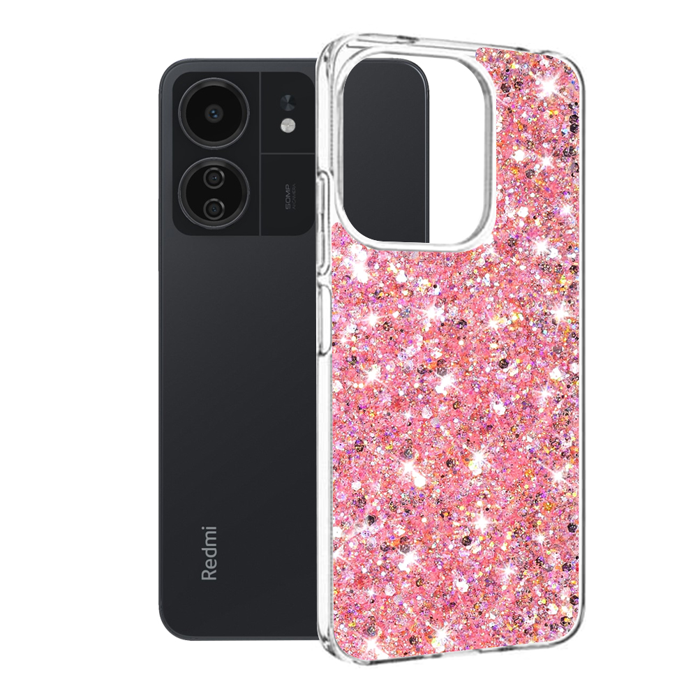 Techsuit - Sparkly Glitter - Xiaomi Redmi 13C 4G / 13C 5G / Poco M6 / C65 - Pink