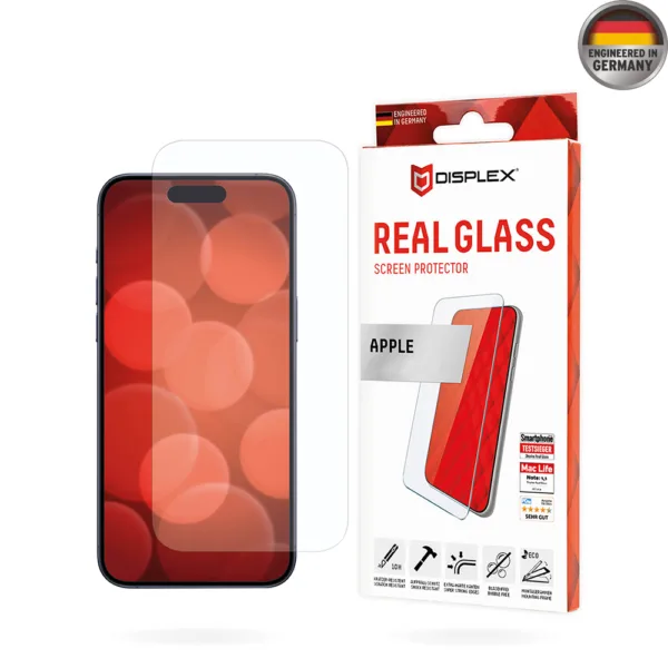 Displex - Premium Real Glass 2D - iPhone 16 - Clear