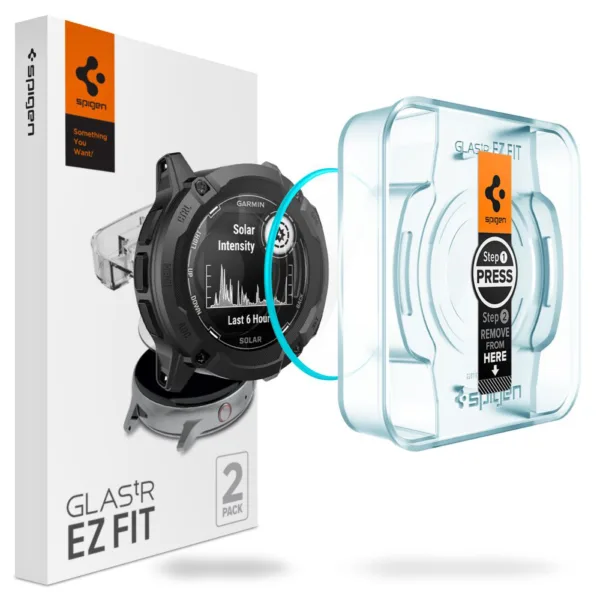 Spigen - Glas.tR EZ Fit (2 pack) - Garmin Instinct 2X Solar - Clear