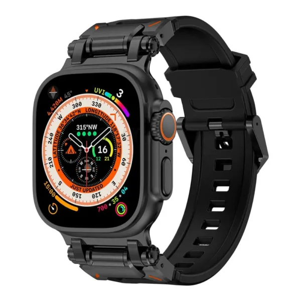 Techsuit - Watchband (W064) - Apple Watch 1/2/3/4/5/6/7/8/9/10/SE/SE 2/Ultra/Ultra 2 (42/44/45/46/49mm) - Titanium Black