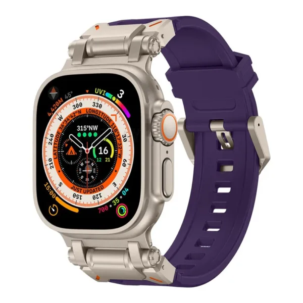 Techsuit - Watchband (W064) - Apple Watch 1/2/3/4/5/6/7/8/9/10/SE/SE 2/Ultra/Ultra 2 (42/44/45/46/49mm) - Titanium Silver Purple