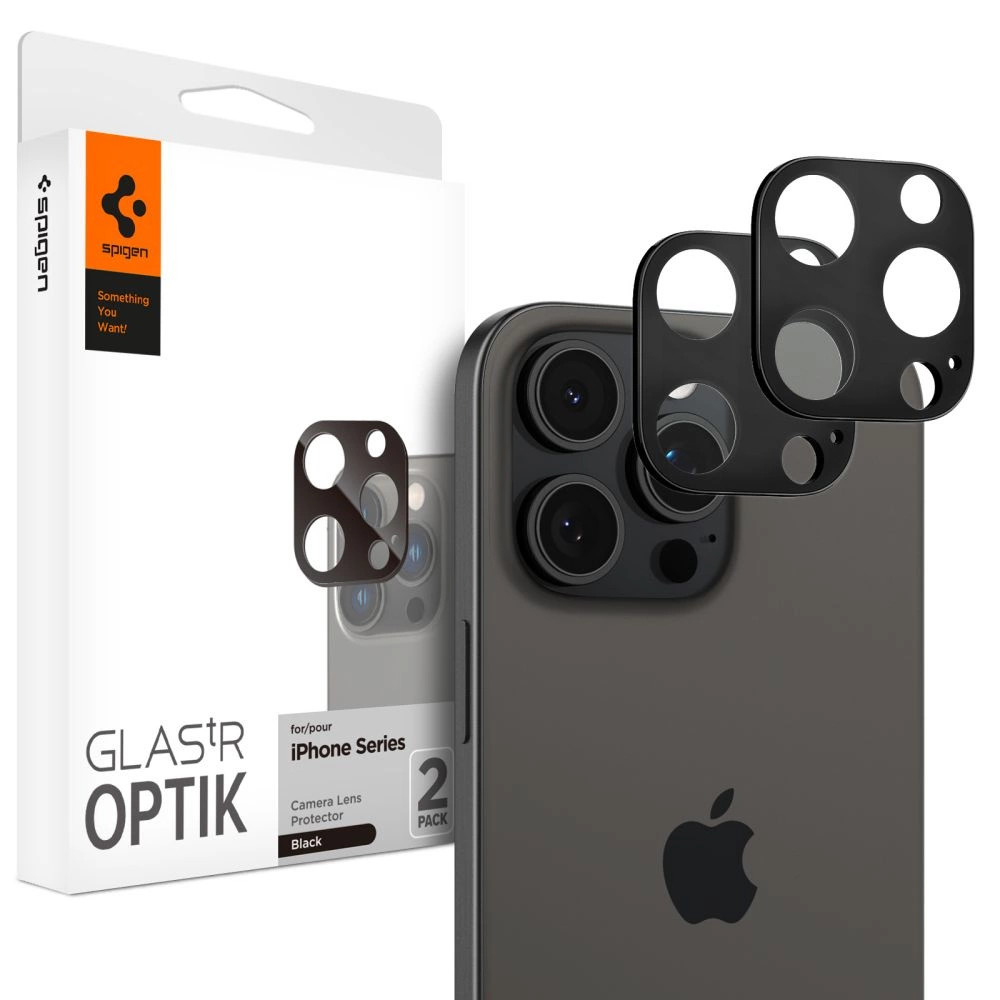 Spigen Optik.tR Camera Protector for iPhone 14 Pro / Pro Max / 15 Pro / Pro Max / 16 Pro / Pro Max - Black 2 pcs.