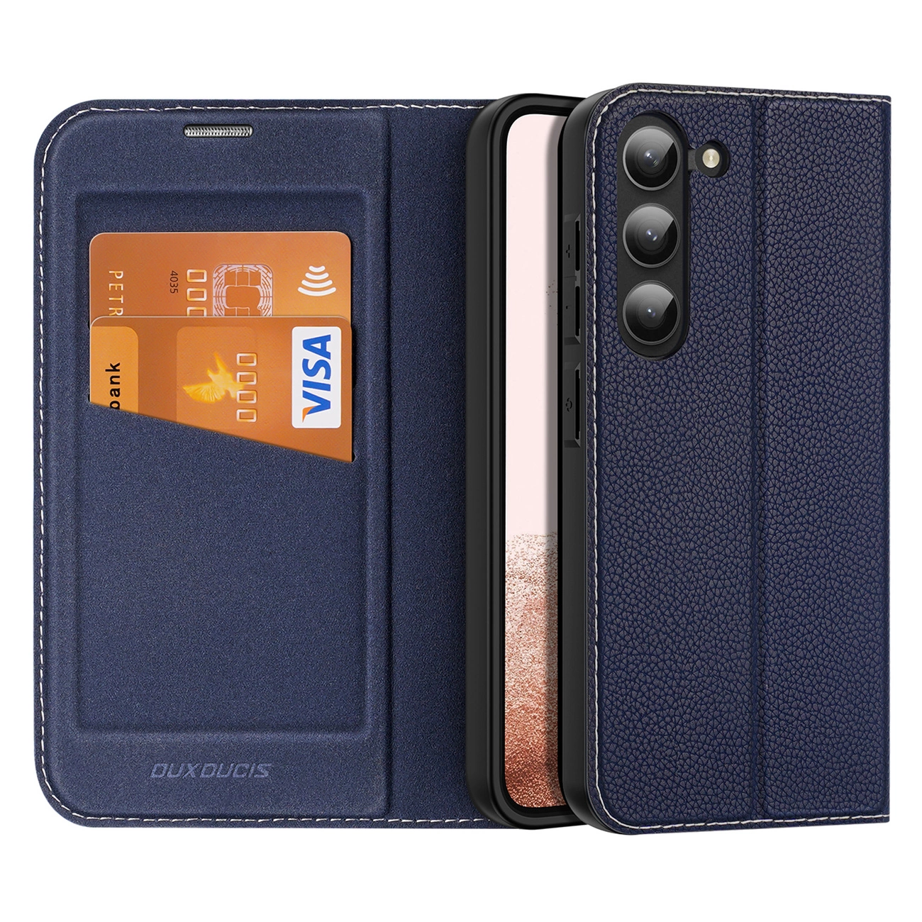 Dux Ducis Skin X2 case Samsung Galaxy S23+ flip case wallet stand blue