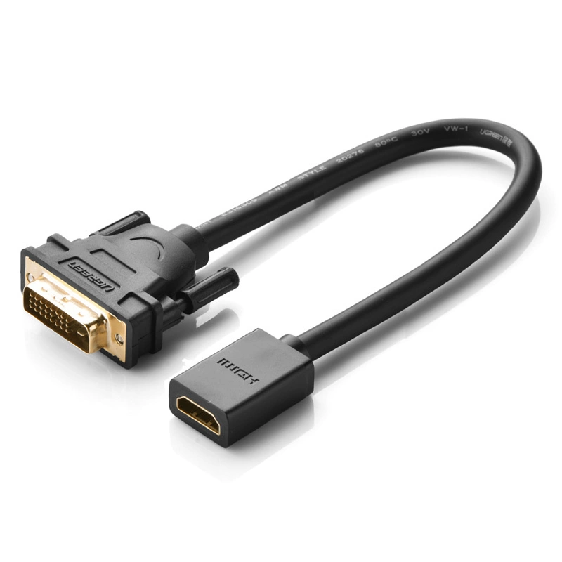 Ugreen cable adapter cable DVI (male) - HDMI (female) 0.15m black (20118)